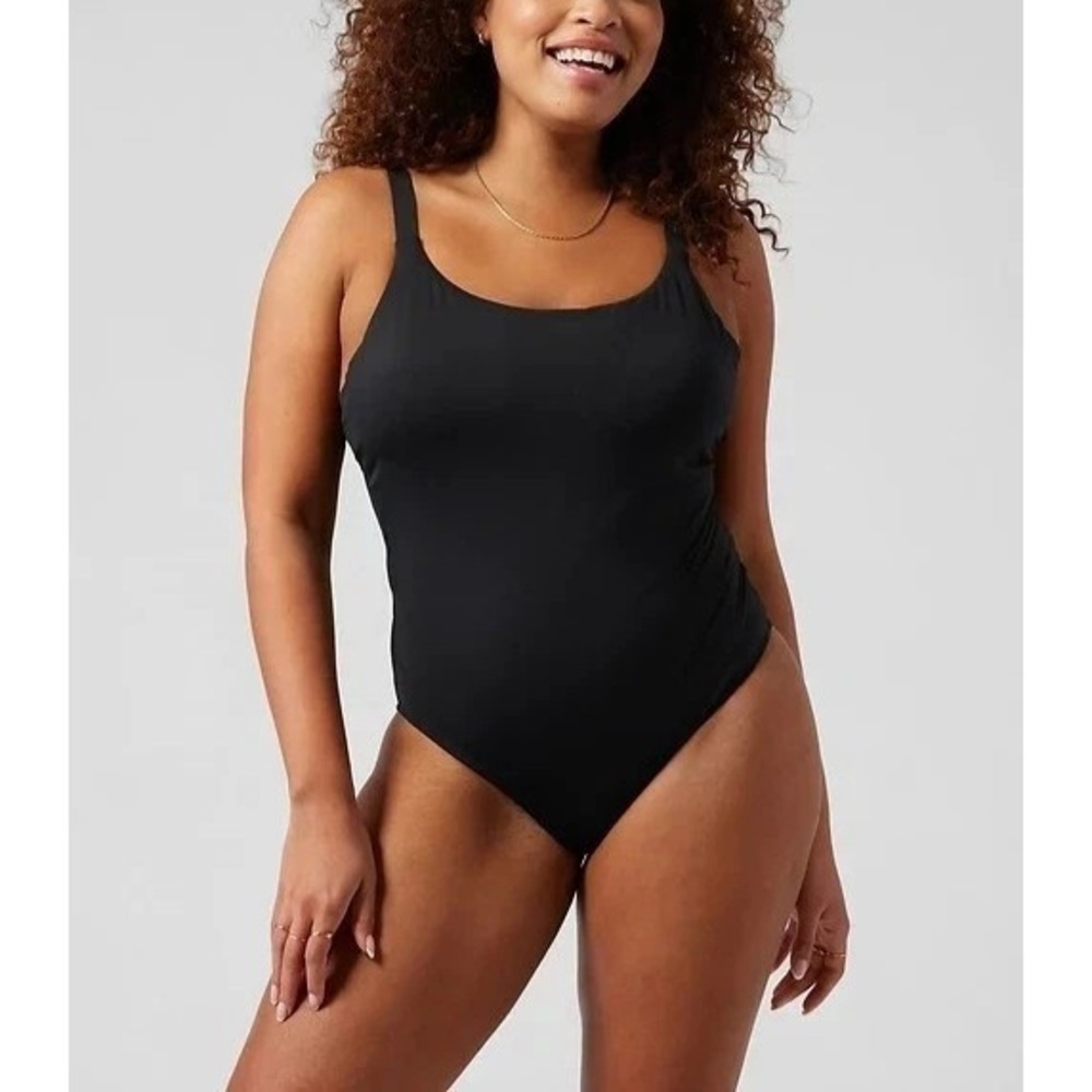 Athleta Hermosa One Piece Black Swimsuit #988619 Classic Minimalist Size Large